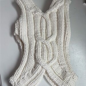 Dion Lee White Knit V-Neck Sweater